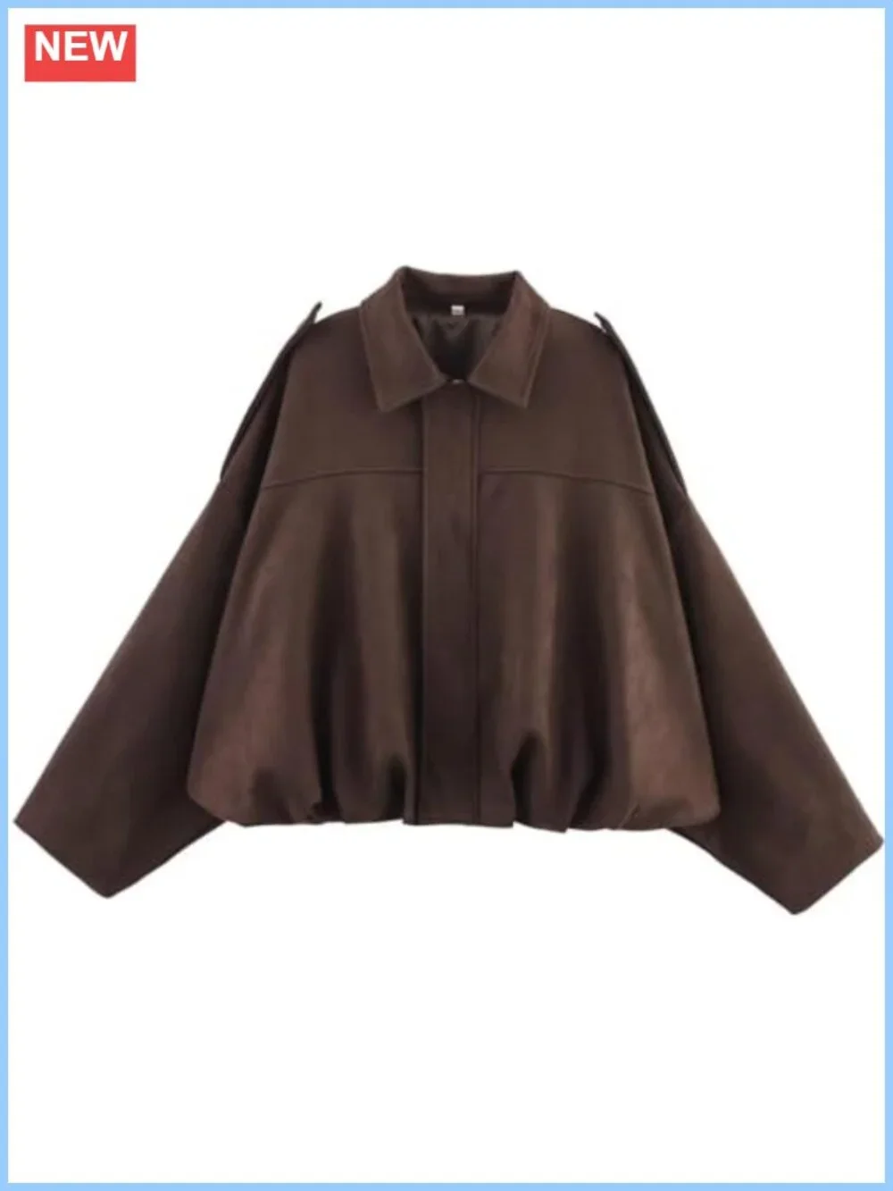 Faux Suede Oversized Cropped Bomber Jacket Women Batwing Streetwear